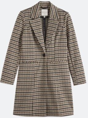 Bagatelle Knit Jacquard Longline Coat | Houndstooth